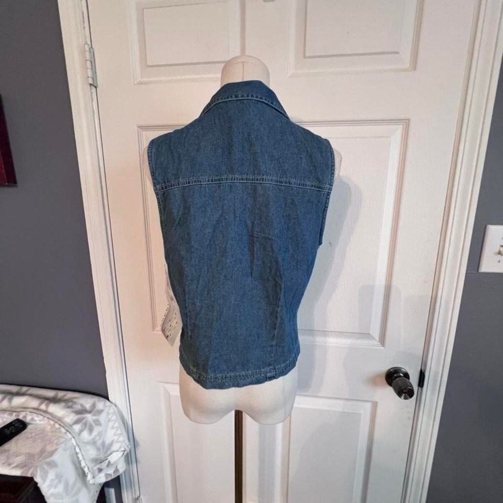 Sophisticates vintage y2k blue denim zip-up vest women's size medium NWT - Picture 3 of 8